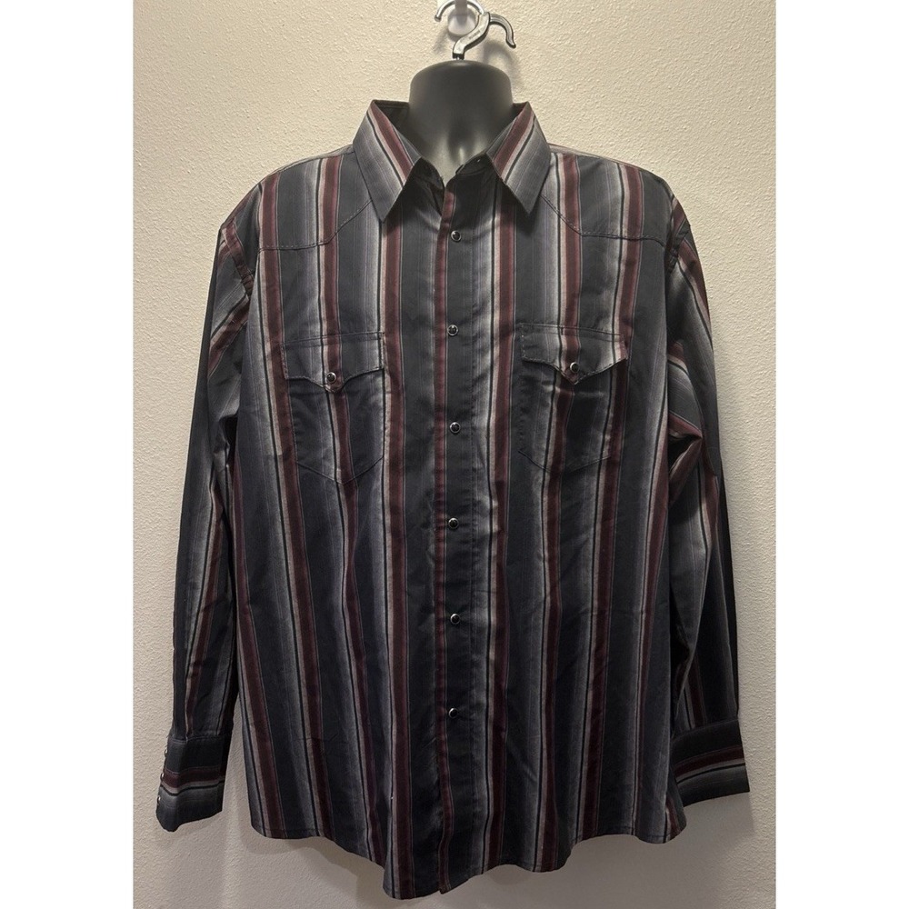 Wrangler Authentic  Long Sleeve Black Pearl‎ Snap Shirt Size XXL